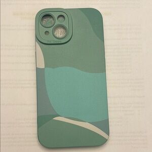Modern Green Phone Case with Abstract Design and Camera Cutout
